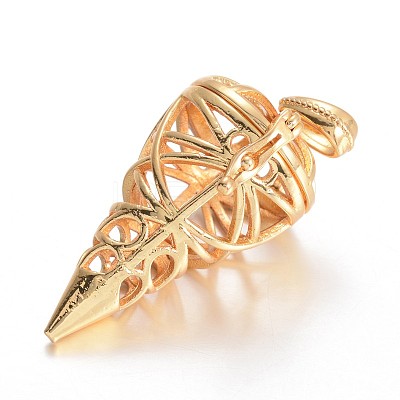 Hollow Brass Cone Cage Pendants KK-E671-27G-1