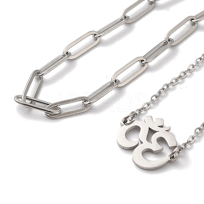 Tarnish Resistant 304 Stainless Steel Paperclip Chains & Cable Chain Bracelet Sets AJEW-U005-05F-P-1