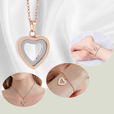 1Pc Stainless Steel Heart Pendant Urn Ashes Necklaces NJEW-CN0001-17RG-1