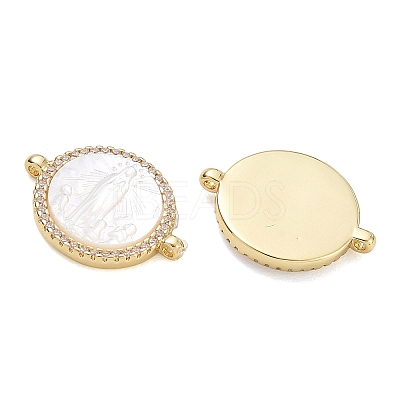 Rack Plating Brass Micro Pave Clear Cubic Zirconia Connector Charms CU-CBA01AA-23G-1