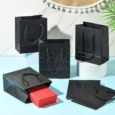6Pcs Rectangle Paper Gift Storage Bags with Ribbon Handles ABAG-TA0001-65A-1