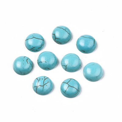 Craft Findings Dyed Synthetic Turquoise Gemstone Flat Back Dome Cabochons TURQ-S266-8mm-01-1