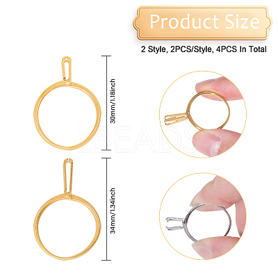 4Pcs 4 Styles Alloy Cuff Ring Findings FIND-CA0009-57-1