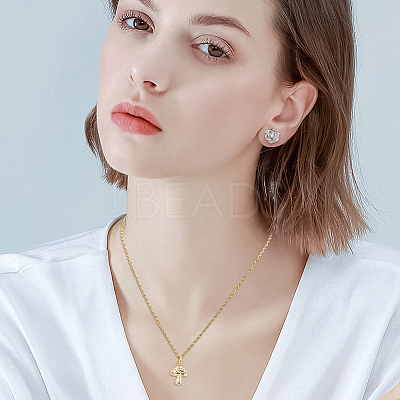 8Pcs 2 Colors Brass Micro Pave Cubic Zirconia Pendants KK-BBC0019-14-1