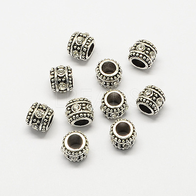 Alloy Rhinestone Rondelle Large Hole European Beads MPDL-R036-27B-1