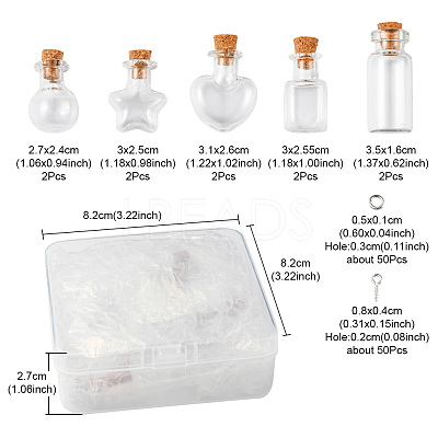 10Pcs 5 Styles Glass Wishing Bottle CON-FS0001-03-1