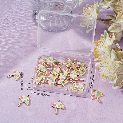30Pcs Umbrella with Heart Alloy Enamel Pendants ENAM-SC0002-98-1