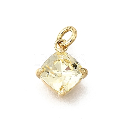 Brass Glass Charms KK-V011-35G-B-1