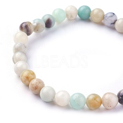 Natural Flower Amazonite Beads Stretch Bracelets X-BJEW-F380-01-A09-1