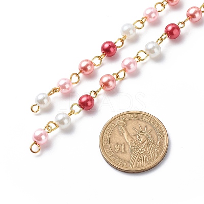 Handmade Glass Pearl Round Beaded Chains AJEW-SZ0002-40F-1