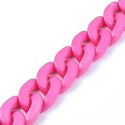 Handmade Opaque Acrylic Curb Chains AJEW-JB00564-07-1