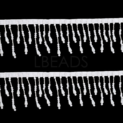 2Yards Polyester with Plastic Imitation Pearl Beads Tassel Ribbons OCOR-GF0004-99A-1