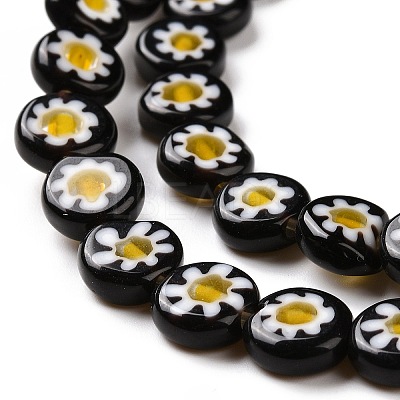 Handmade Millefiori Glass Flat Round Bead Strands LK-P011-20-1