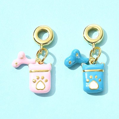 2Pcs 2 Colors Brass Enamel European Dangle Charms KK-FS0001-82-1