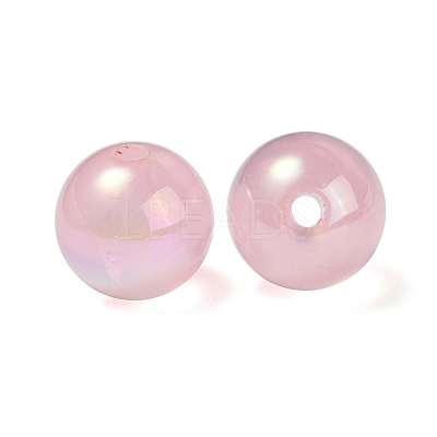 UV Plating Rainbow Iridescent Acrylic Beads OACR-F004-04H-1