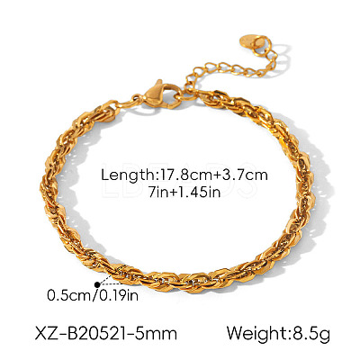 5MM 304 Stainless Steel Rope Chain Bracelets for Women WGB369D-01-1