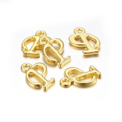 Golden Plated Alloy Letter Pendants PALLOY-J718-01G-P-1