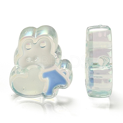 UV Plating Rainbow Iridescent Acrylic Enamel Beads OACR-G012-07B-1