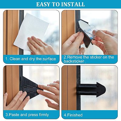 4Pcs 4 Colors Plastic Adhesive Backed Sliding Door Locks KY-GF0001-28-1