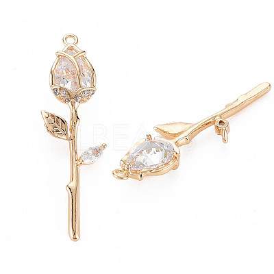 Brass Micro Pave Cubic Zirconia Pendants X-KK-S364-014B-1