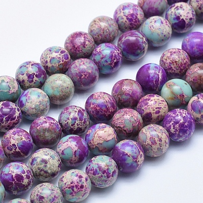 Natural Imperial Jasper Beads Strands G-I122-8mm-15-1