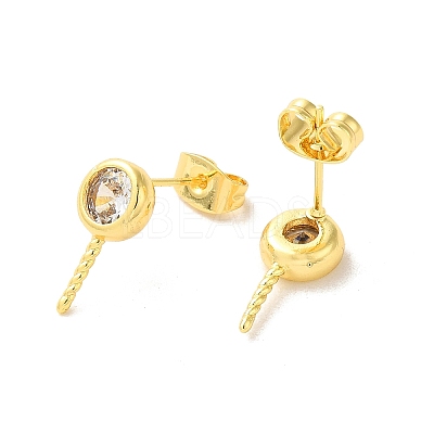 Brass Micro Pave Cubic Zirconia Studs Earrings Findings EJEW-H128-02G-1