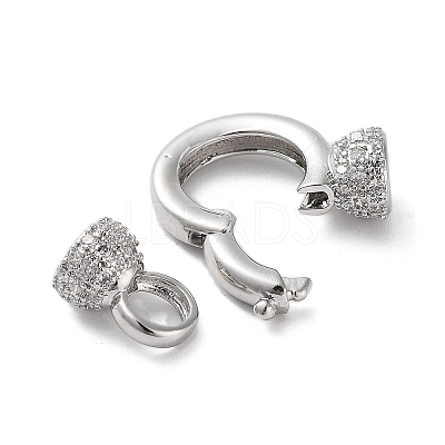 Rack Plating Brass Micro Pave Cubic Zirconia Fold Over Clasps ZIRC-P117-02A-P-1