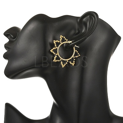 Glass Beaded Hoop Earrings EJEW-MZ00750-03-1