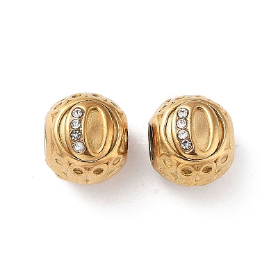Ion Plating(IP) 304 Stainless Steel Rhinestone European Beads STAS-A092-10O-G-1