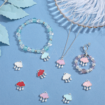 10Pcs 5 Colors Baking Paint Zinc Alloy with Resin Pendants FIND-SC0011-17-1