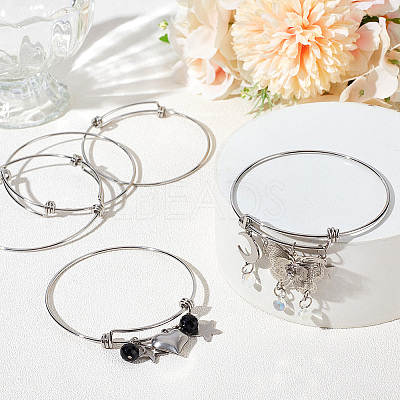 10Pcs Adjustable 304 Stainless Steel Bangles Making MAK-BBC0001-16-1