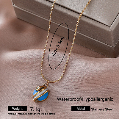 304 Stainless Steel Enamel Planet Pendant Necklaces for Women FB4666-4-1