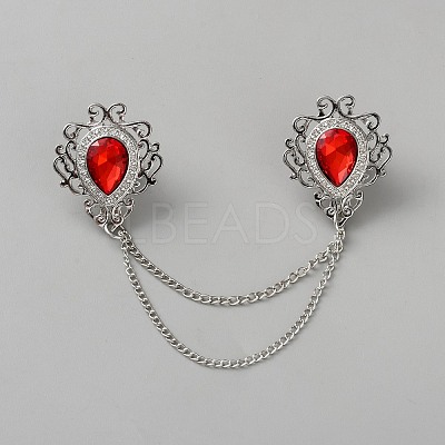 Zinc Alloy Rhinestone Chain Collar Pin Brooches JEWB-WH0816-010P-02-1