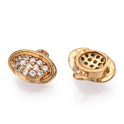 Brass Micro Pave Clear Cubic Zirconia Charms KK-T038-365C-NF-1