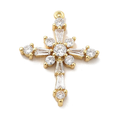 Brass Micro Pave Clear Cubic Zirconia Pendants KK-L228-03G-01-1
