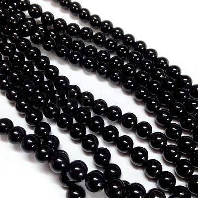 Natural Black Onyx Beads Strands X-G-H1567-8MM-1