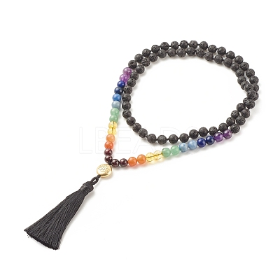 7 Chakra Buddhist Necklace NJEW-JN03895-03-1