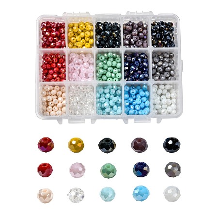 15 Colors Electroplate Glass Beads EGLA-JP0002-02E-6mm-1
