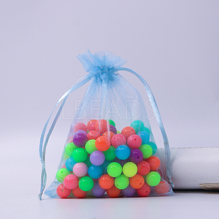 Rectangle Organza Drawstring Bags CON-PW0001-054B-20-1