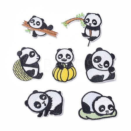 Cute Panda Computerized Embroidery Cloth Iron on/Sew on Patches DIY-X0293-71-1