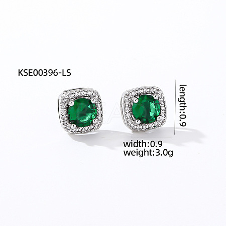Elegant Zircon Square Stud Earrings for Women TY1635-6-1