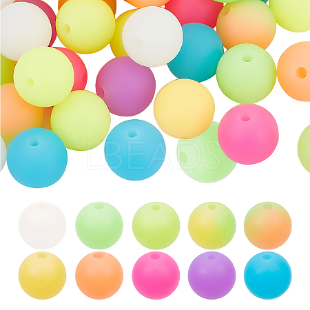 SUPERFINDINGS 60Pcs 10 Colors Luminous Silicone Beads SIL-FH0001-02-1