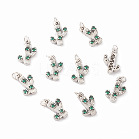 Brass Micro Pave Green Cubic Zirconia Charms ZIRC-A016-07AS-1