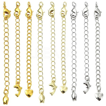 18Pcs 9 Styles Brass Chain Extender KK-FS0002-09-1
