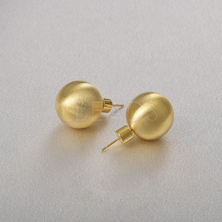 Round Ball Drawbench Brass Ear False Plugs for Women EJEW-G391-24A-G-1
