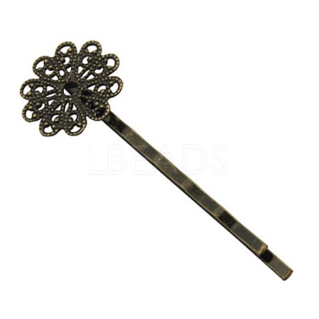 Brass Hair Bobby Pin Findings X-HJEW-H010-AB-1