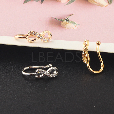 304 Stainless Steel Micro Pave Clear Cubic Zirconia Clip on Nose Rings WGD6E17-12-1