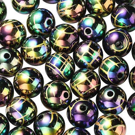 UV Plating Rainbow Iridescent Acrylic Beads PACR-E001-02E-1