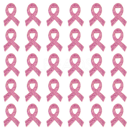 30Pcs Breast Cancer Awareness Ribbon Rhinestone Appliques PATC-FG0001-48-1