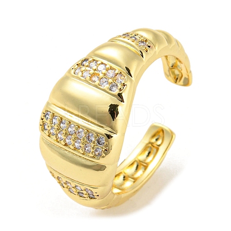 Brass Micro Pave Cubic Zirconia Open Cuff Ring RJEW-C033-11G-1